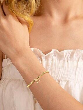 14K Gold & Silver Plated Beaded Stretch Bracelet Set for Women